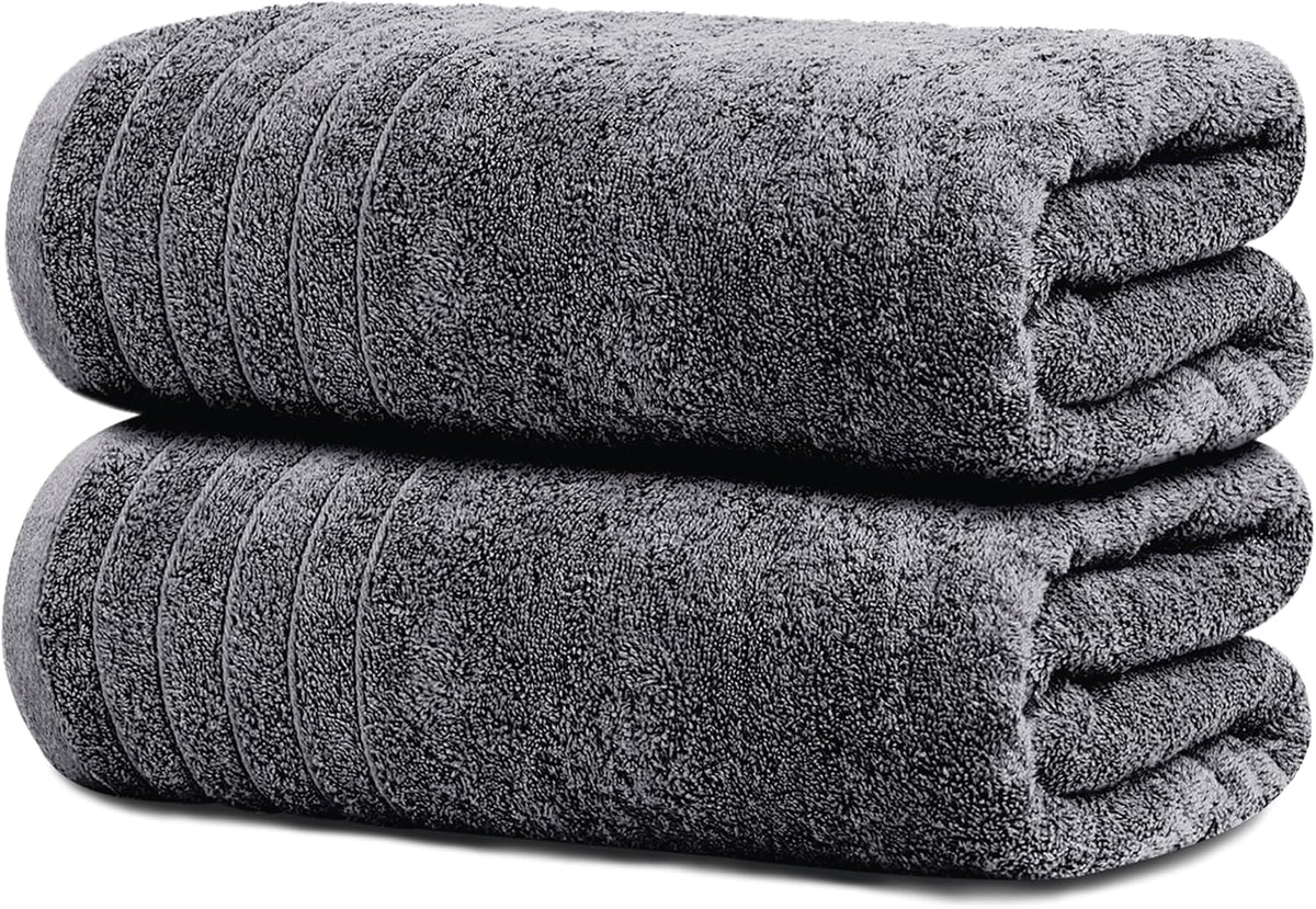 Tens Towels 2 Piece Extra Large Bath Sheets 35 x 70 Inches, Dark Grey