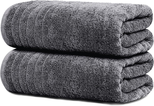 Tens Towels 2 Piece Extra Large Bath Sheets 35 x 70 Inches, Dark Grey
