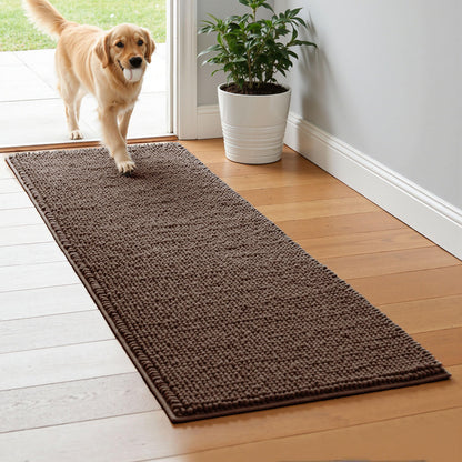 SUBRTEX Bathroom Rugs Chenille Bath Rug Soft Short Plush Bath Mat Soft Shower Mat Water Absorbent Shower Mat Quick Dry Machine Washable(White,18" x 24")