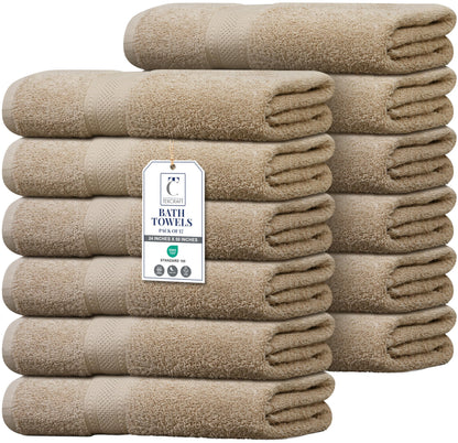 Large Bath Towels Set of 6 – 100% Cotton Terry – 24" x 50" – Quick Dry, Soft & Highly Absorbent – Grey Towels for Bathroom, Gym, Spa, Pool & Daily Use