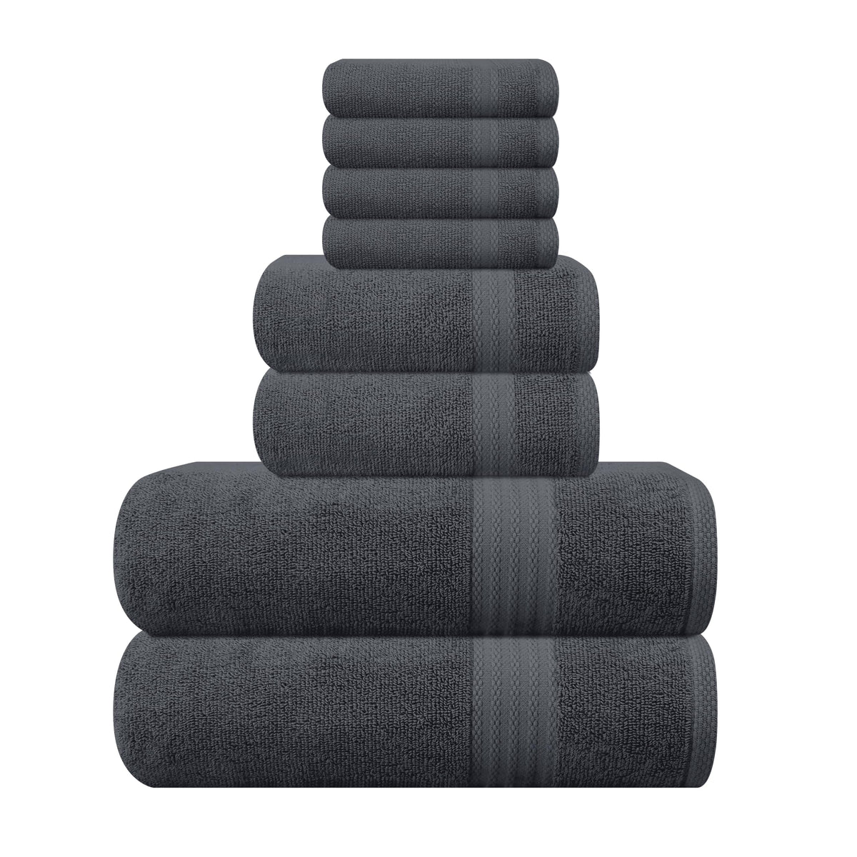 GLAMBURG Ultra Soft 8-Piece Towel Set - 100% Pure Ringspun Cotton, Contains 2 Oversized Bath Towels 27x54, 2 Hand Towels 16x28, 4 Wash Cloths 13x13 - Ideal for Everyday use, Hotel & Spa - Pink