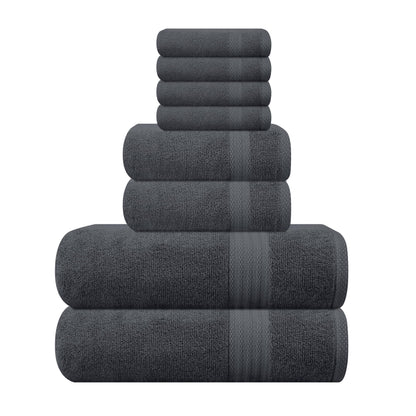GLAMBURG Ultra Soft 8-Piece Towel Set - 100% Pure Ringspun Cotton, Contains 2 Oversized Bath Towels 27x54, 2 Hand Towels 16x28, 4 Wash Cloths 13x13 - Ideal for Everyday use, Hotel & Spa - Pink