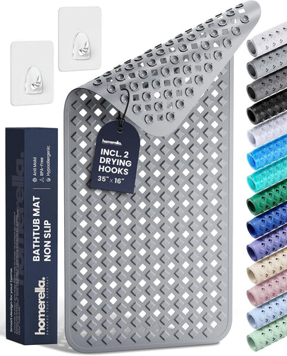 homerella Bathtub Mat Non Slip 35x16 Shower Mat Non Slip Anti Mold BPA Free