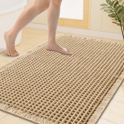 Smiry Waffle Bath Mat 30X20, Extra Soft Absorbent Bathroom Rugs, Brown