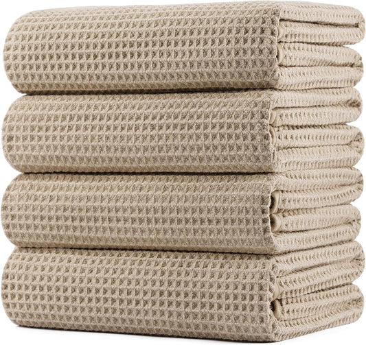 POLYTE 430 GSM Poly Blend Microfiber Quick Dry Waffle Bath Towel, 30x60 in