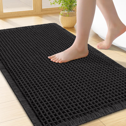 Smiry Waffle Bath Mat 30X20, Extra Soft Absorbent Bathroom Rugs, Brown