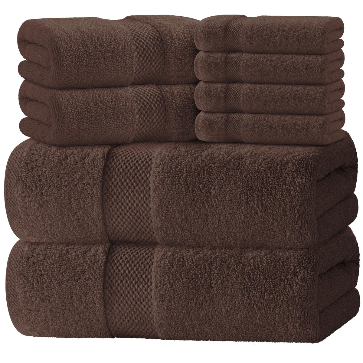White Classic Luxury White Bath Towel Set of 8 - Soft 100% Turkish Cotton