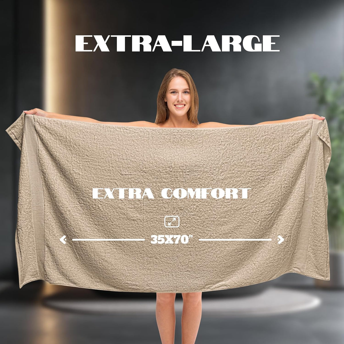 White Classic Luxury Soft Bath Sheet Towels - 650 GSM Cotton Luxury Bath Towels Extra Large 35x70 | Highly Absorbent and Quick Dry | Hotel Collection Extra Large Bath Towels Oversized, Taupe, 2 Pack