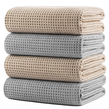 POLYTE 430 GSM Poly Blend Microfiber Quick Dry Waffle Bath Towel, 30x60 in