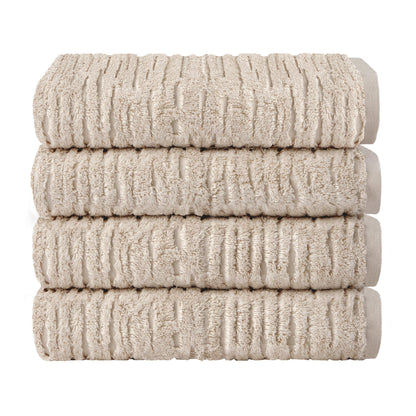 SKL Home CloudSoft Hand Towel Set, 2-Piece, 100% Cotton Luxury, Oatmeal