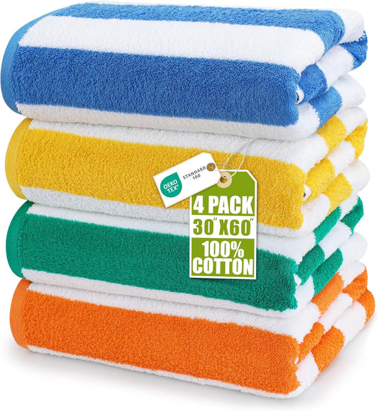 Utopia Towels Beach Towels, 4 Pack, 30x60 in, Bath Towels Cotton, Variety