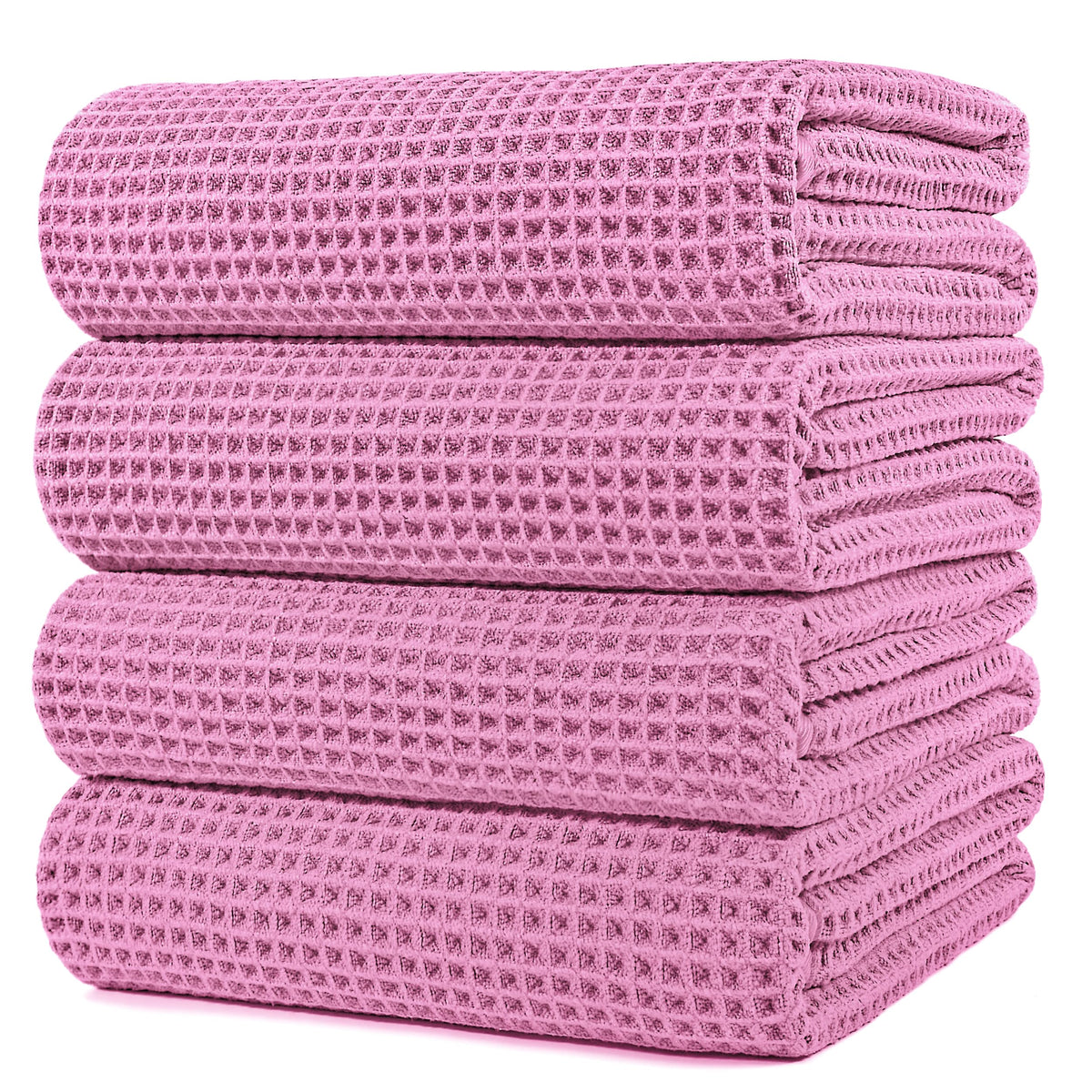 POLYTE 430 GSM Poly Blend Microfiber Quick Dry Waffle Bath Towel, 30x60 in