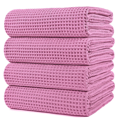 POLYTE 430 GSM Poly Blend Microfiber Quick Dry Waffle Bath Towel, 30x60 in