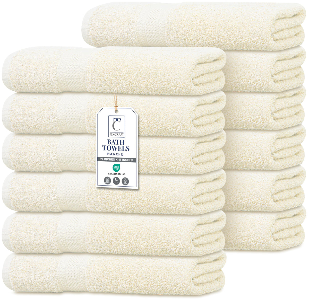 Large Bath Towels Set of 6 – 100% Cotton Terry – 24" x 50" – Quick Dry, Soft & Highly Absorbent – Grey Towels for Bathroom, Gym, Spa, Pool & Daily Use