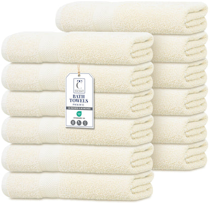 Large Bath Towels Set of 6 – 100% Cotton Terry – 24" x 50" – Quick Dry, Soft & Highly Absorbent – Grey Towels for Bathroom, Gym, Spa, Pool & Daily Use