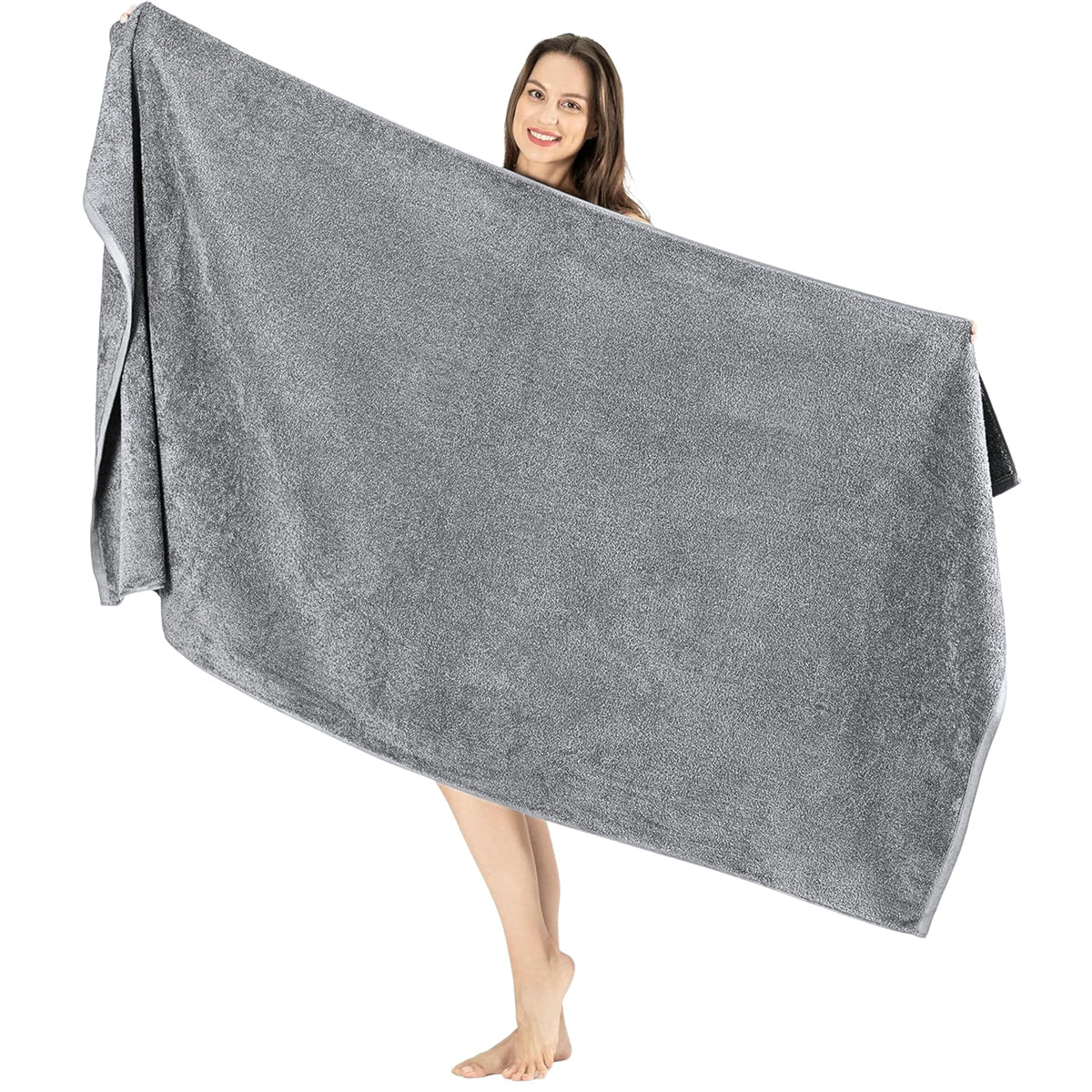 SALBAKOS 4-Piece 100% Turkish Cotton Bath Towels, 27x54 inch, White