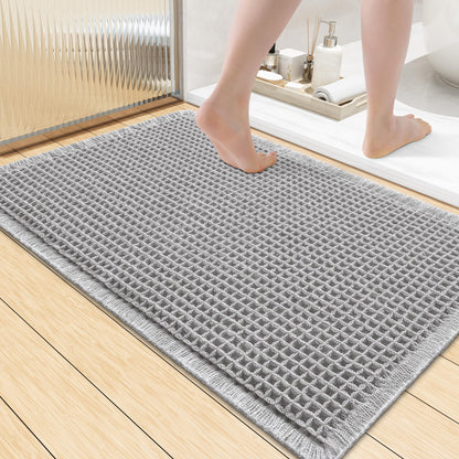 Smiry Waffle Bath Mat 30X20, Extra Soft Absorbent Bathroom Rugs, Brown