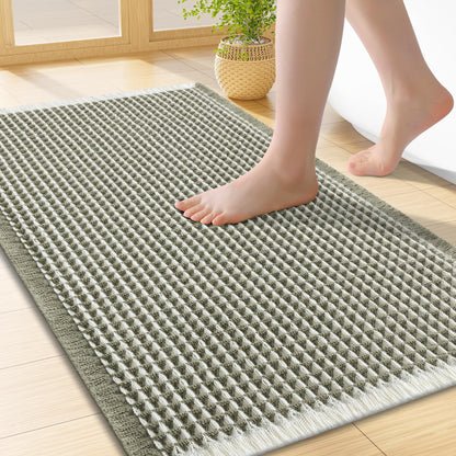 Smiry Waffle Bath Mat 30X20, Extra Soft Absorbent Bathroom Rugs, Brown