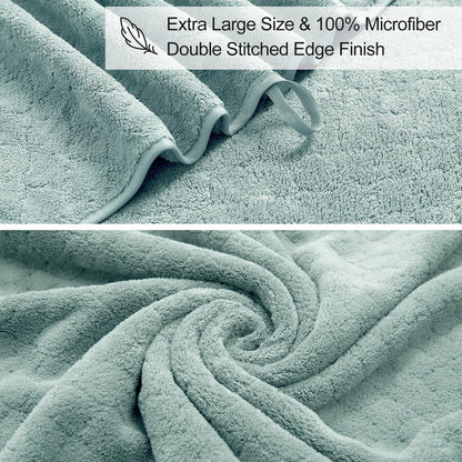 Ycosy 8-Piece Bath Towels Set,2 Oversized Bath Sheet,2 Hand Towels and 4 Washcloths - 600 GSM Soft Microfiber Highly Absorbent Quick Dry Shower Towel Collection for Bathroom Hotel and Spa,Mint Green