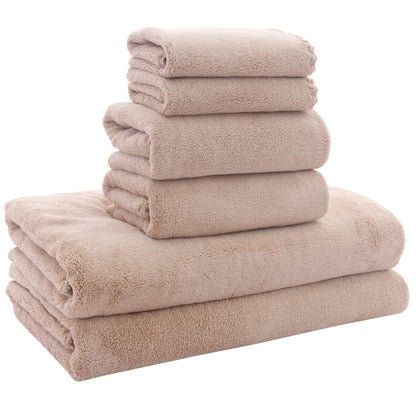 MOONQUEEN Ultra Soft Towel Set - Quick Drying - 2 Bath Towels 2 Hand Towels 2 Washcloths - Microfiber Coral Velvet Highly Absorbent Towel for Fitness, Bathroom, Sports, Yoga, Travel-Grey 6 Pcs