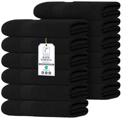Large Bath Towels Set of 6 – 100% Cotton Terry – 24" x 50" – Quick Dry, Soft & Highly Absorbent – Grey Towels for Bathroom, Gym, Spa, Pool & Daily Use