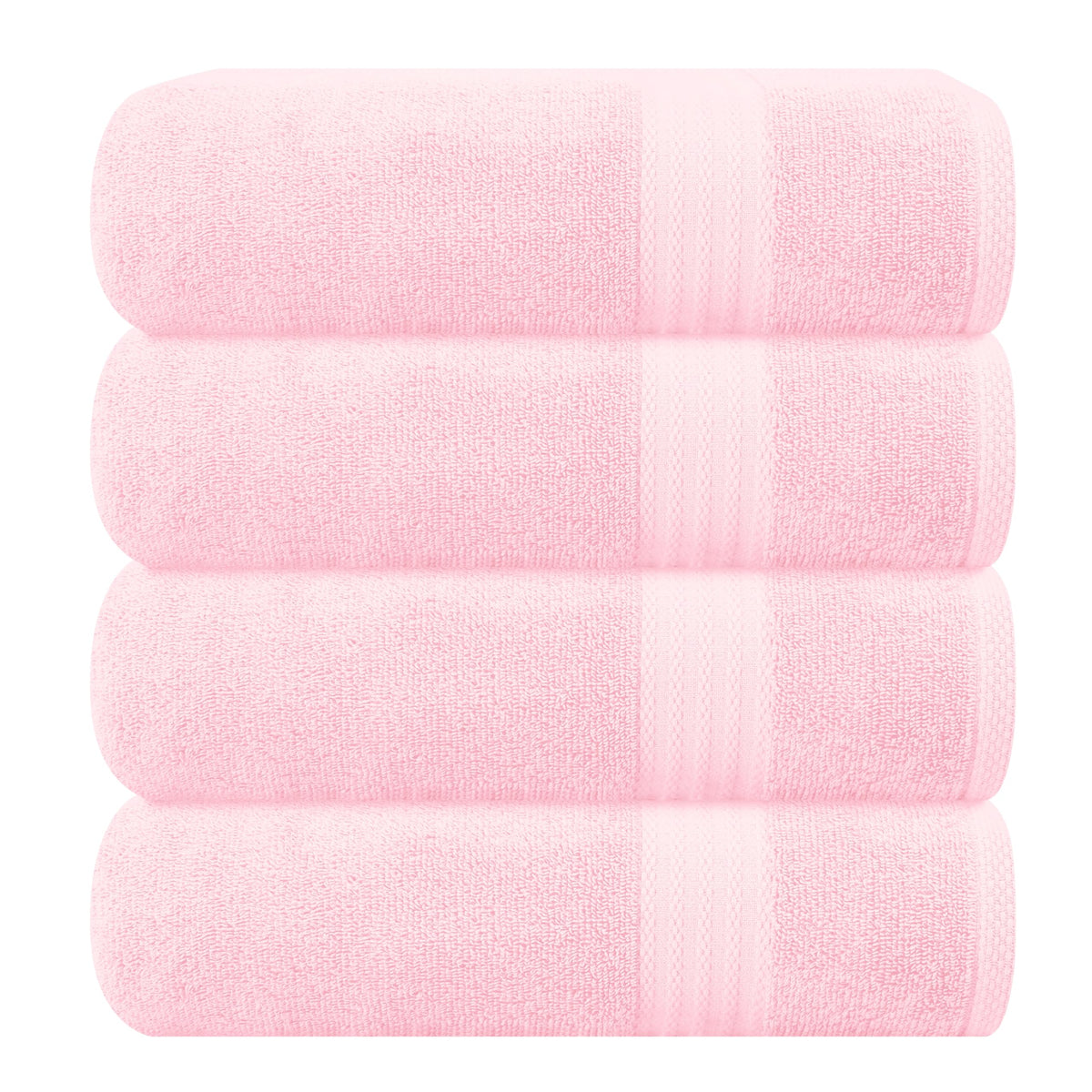 GLAMBURG Ultra Soft 8-Piece Towel Set - 100% Pure Ringspun Cotton, Contains 2 Oversized Bath Towels 27x54, 2 Hand Towels 16x28, 4 Wash Cloths 13x13 - Ideal for Everyday use, Hotel & Spa - Pink