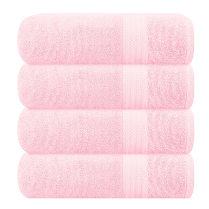 GLAMBURG Ultra Soft 8-Piece Towel Set - 100% Pure Ringspun Cotton, Contains 2 Oversized Bath Towels 27x54, 2 Hand Towels 16x28, 4 Wash Cloths 13x13 - Ideal for Everyday use, Hotel & Spa - Pink