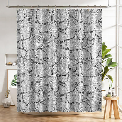 AmazerBath Shower Curtain, Washable Cloth Black Shower Curtain Sets with 12 Shower Curtain Hooks, Fabric Rustic Black and White Striped Curtain, Farmhouse Bathroom Curtains, 72x72 Inches