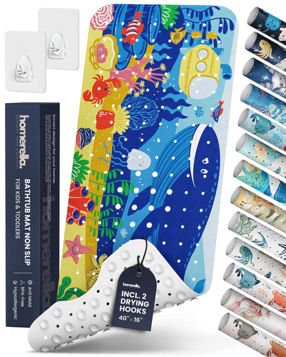 homerella Bathtub Mat Non Slip Kids 40x16 Baby Bath Mat Non Slip Anti Mold