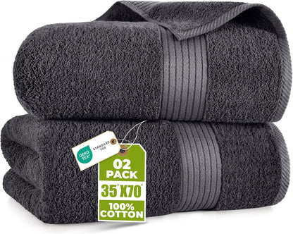 Utopia Towels Extra Large Bath Sheets, 2 Pack, 35x70 in, Cotton, Grey