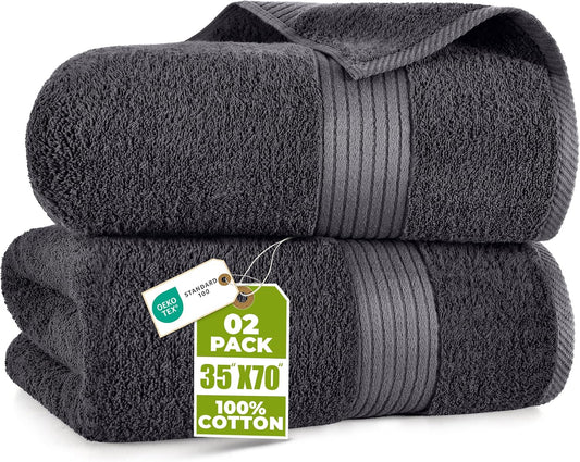 Utopia Towels Extra Large Bath Sheets, 2 Pack, 35x70 in, Cotton, Grey