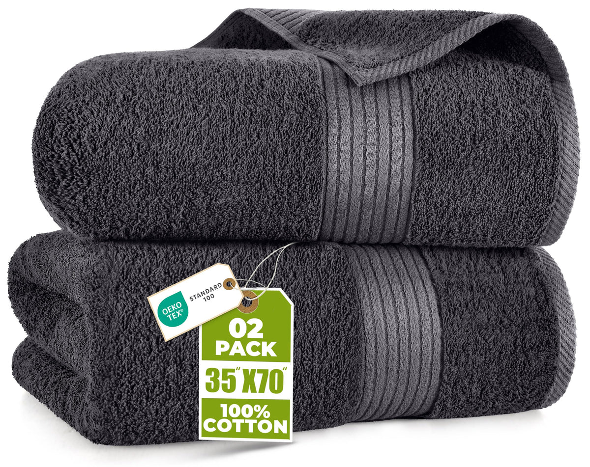 Utopia Towels Extra Large Bath Sheets, 2 Pack, 35x70 in, Cotton, Grey