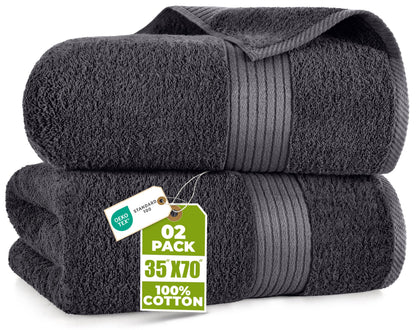 Utopia Towels Extra Large Bath Sheets, 2 Pack, 35x70 in, Cotton, Grey