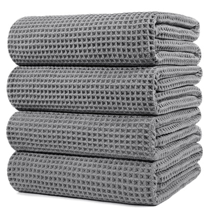 POLYTE 430 GSM Poly Blend Microfiber Quick Dry Waffle Bath Towel, 30x60 in