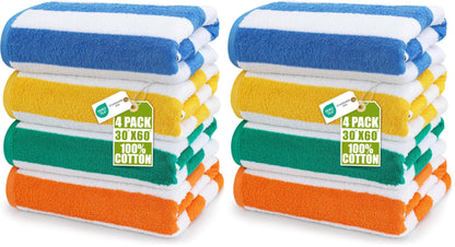 Utopia Towels Beach Towels, 4 Pack, 30x60 in, Bath Towels Cotton, Variety