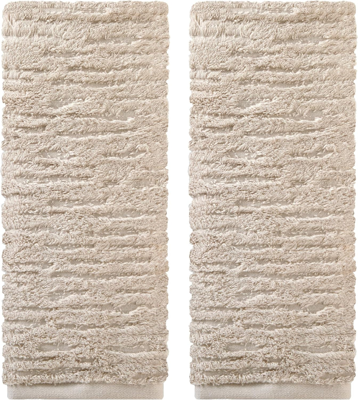 SKL Home CloudSoft Hand Towel Set, 2-Piece, 100% Cotton Luxury, Oatmeal