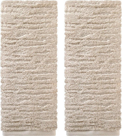 SKL Home CloudSoft Hand Towel Set, 2-Piece, 100% Cotton Luxury, Oatmeal