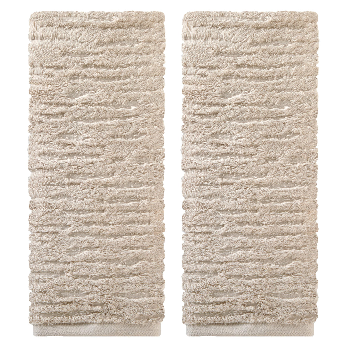 SKL Home CloudSoft Hand Towel Set, 2-Piece, 100% Cotton Luxury, Oatmeal