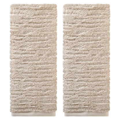 SKL Home CloudSoft Hand Towel Set, 2-Piece, 100% Cotton Luxury, Oatmeal
