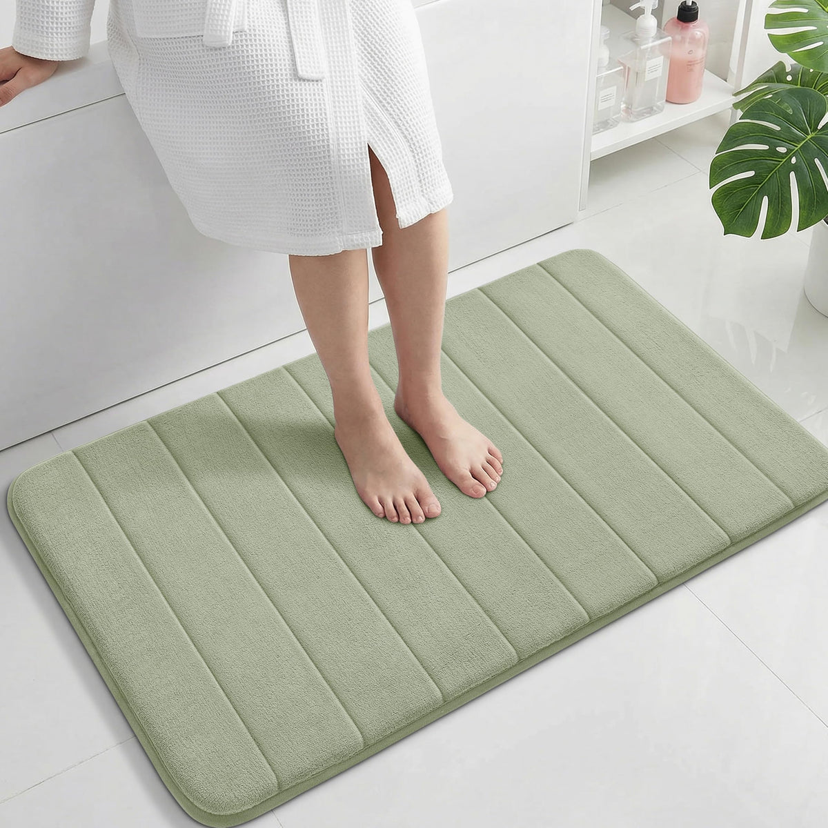 Yimobra Memory Foam Bath Mat, Super Soft & Absorbent Bathroom Rug, Grey
