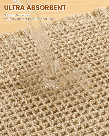 Smiry Waffle Bath Mat 30X20, Extra Soft Absorbent Bathroom Rugs, Brown