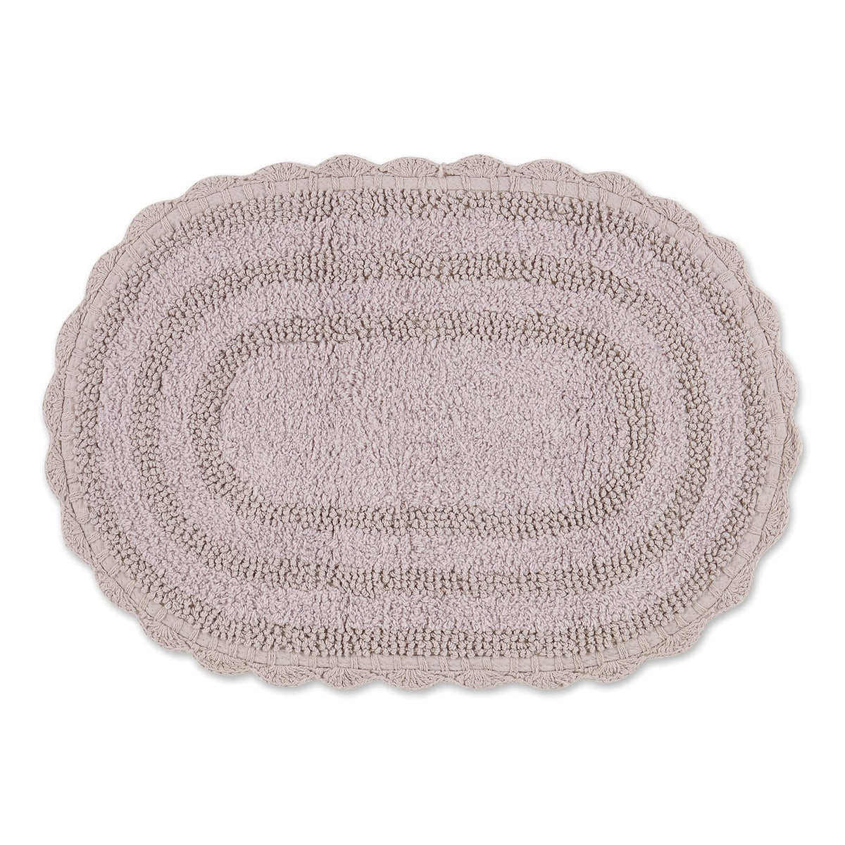 DII Crochet Collection Reversible Bath Mat, Small Oval, 17x24, White