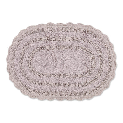 DII Crochet Collection Reversible Bath Mat, Small Oval, 17x24, White