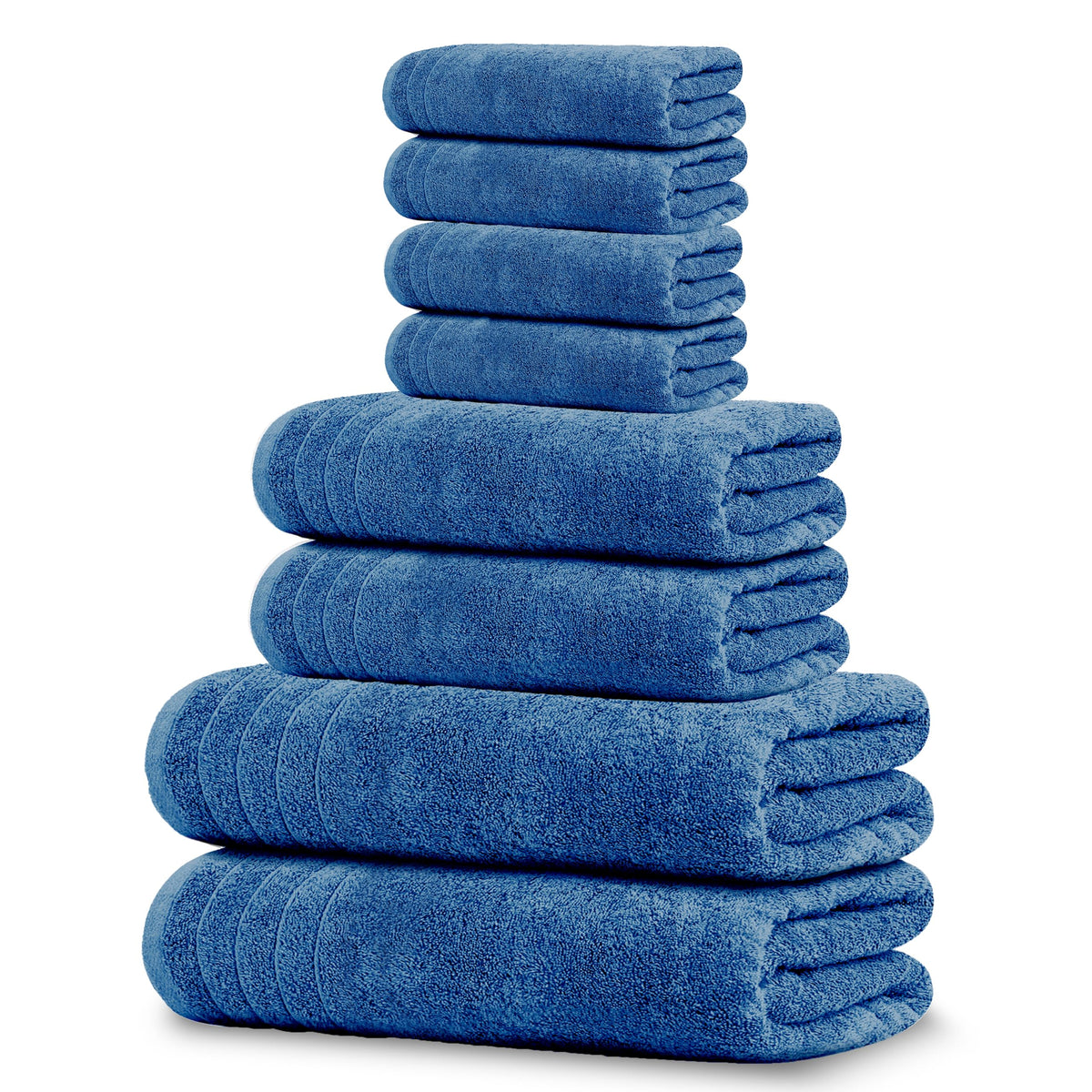 Tens Towels 8 Piece Towel Set, 2 XL Bath, 2 Hand, 4 Washcloth, Sky Blue