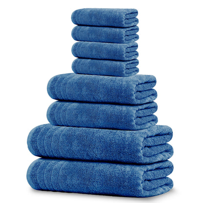 Tens Towels 8 Piece Towel Set, 2 XL Bath, 2 Hand, 4 Washcloth, Sky Blue