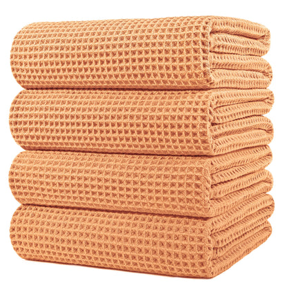 POLYTE 430 GSM Poly Blend Microfiber Quick Dry Waffle Bath Towel, 30x60 in
