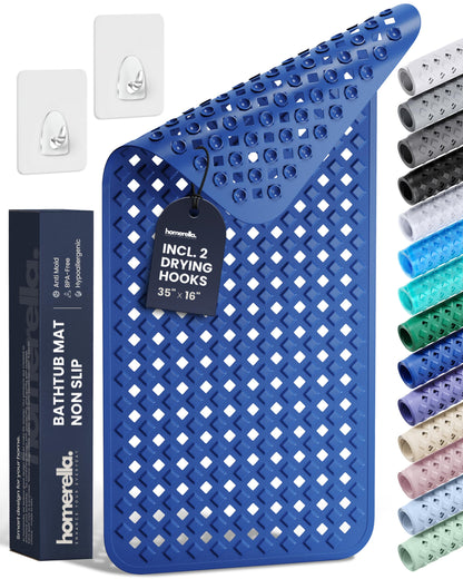 homerella Bathtub Mat Non Slip 35x16 Shower Mat Non Slip Anti Mold BPA Free