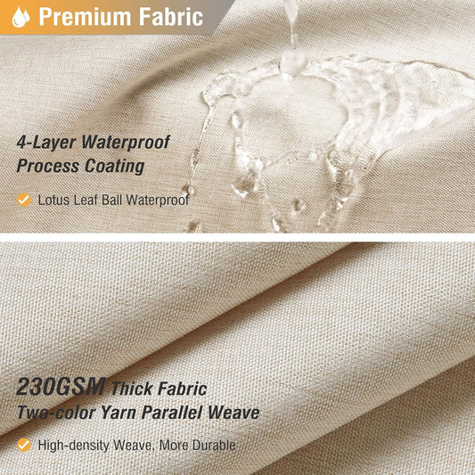 BTTN Beige Linen Textured Waterproof Cloth Shower Curtain Set, 72x72, Cream