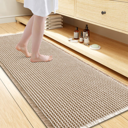Smiry Waffle Bath Mat 30X20, Extra Soft Absorbent Bathroom Rugs, Brown
