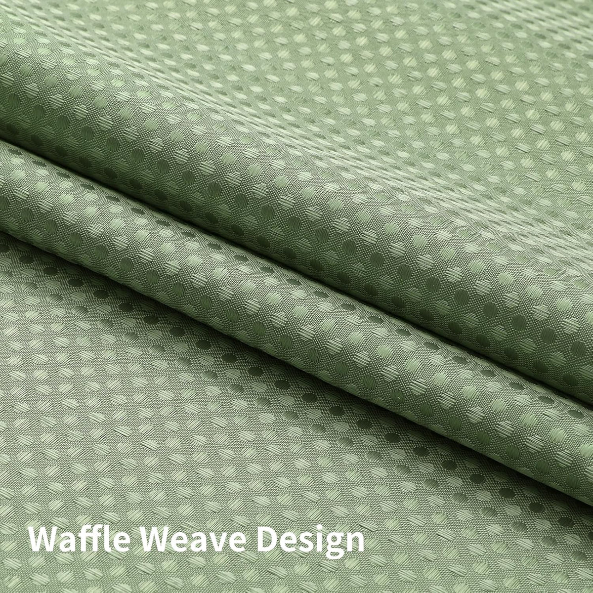 Colorful Star Sage Green No Hook Waffle Shower Curtain Set, 72 x 75 Inch